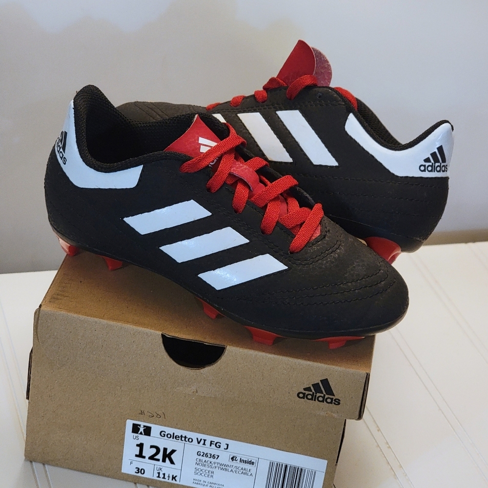 Adidas Goletto 6 FG J Soccer Cleats G26367 Size 12K Black/White/Red